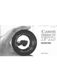 Canon FD Lenses manual. Camera Instructions.